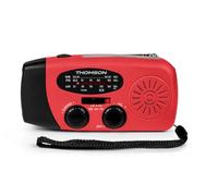 Radio FM Solaire Portable RT260,eclairage LED, Bouton SOS Alarme,Dynamo pour Recharge Manuelle, Recharge USB Batterie 2000 mAh, Charge d'appoint Smartphone (Rouge)