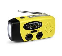 Radio FM Solaire Portable RT260,eclairage LED, Bouton SOS Alarme,Dynamo pour Recharge Manuelle, Recharge USB Batterie 2000 mAh, Charge d'appoint Smartphone (Jaune)