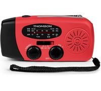 Radio Fm Solaire Portable Rt260,Eclairage Led,Bouton Sos Alarme,Dynamo Pour Recharge Manuelle,Recharge Usb Batterie 2000 Mah,Charge D'Appoint Smartphone (Rouge)