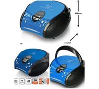 Radio FM Stéréo Portable - Lecteur CD Noir et Bleu