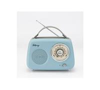 Enceinte/Radio retro RMS 5W, Bluetooth, Radio FM, lecteur USB, Aux IN, Batterie rechargeable, Bleu gris