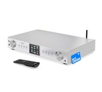Radio Internet Dab+ FM WiFi Bluetooth, Chaine HiFi - Majority Fitzwilliam | (Argent) Tuner DAB Plus pour chaîne HiFi | écran couleur, USB, AUX, RCA, optique et coaxiale, télécommande, 90 présélections