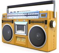 Radio lecteur de cassettes rétro, lecteur CD rétro classique des années 80 Boombox, Boombox de cassette AM/FM, haut-parleurs stéréo intégrés, prise en charge du lecteur CD d'entrée SD/USB pour Yellow