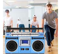 Radio lecteur de cassettes rétro, lecteur CD rétro classique des années 80 Boombox, Boombox de cassette AM/FM, haut-parleurs stéréo intégrés, prise en charge du lecteur CD d'entrée SD/USB pour blue