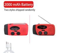 Radio LED solaire portable avec éclairage,éclairage de secours,radio de camping en plein air,USB,4000 mAh - Type 2000 mAh Red