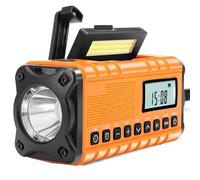 Radio météo 10000 mAh, Outil d'éclairage 2-en-1 pour Les urgences, AM/FM/NOAA, Lampe Torche LED 3 W, 2 Sources Lumineuses d'urgence, Lampe de Lecture 48 pièces, Une Radio Formidable, Votre COM Orange