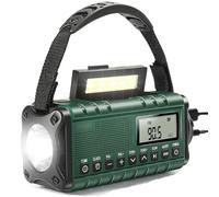 Radio météo 10000 mAh, Outil d'éclairage 2-en-1 pour Les urgences, AM/FM/NOAA, Lampe Torche LED 3 W, 2 Sources Lumineuses d'urgence, Lampe de Lecture 48 pièces, Une Radio Formidable, Votre comp Olive