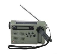 Radio météo avec banque 2000 mAh, tuner AM FM et SW, charge solaire et manivelle pour les urgences (vert)