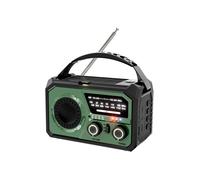 Radio Météo D'Urgence 16 000 MAh, Alimentée par Énergie Solaire et à Manivelle, AM/FM/WB, SOS, 5.3, Chargement Type-C, Vert Foncé