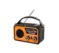 Radio Météo D'Urgence 16 000 MAh, Alimentée par Énergie Solaire et à Manivelle, AM/FM/WB, SOS, 5.3, Chargement Type-C, Orange