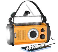 Radio météo d'urgence à manivelle 48100 mWh, radio NOAA/AM/FM, radio dynamo portable, lampe de poche et lampe de lecture, SOS, prise casque, boussole pour ouragan, tempête, camping, kit de survie en