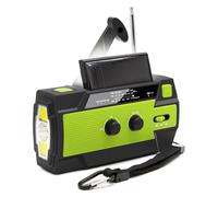 Radio météo d'urgence à manivelle améliorée,chargement solaire portable,AM,FM,NOAA,capteur de mouvement SOS,radios rechargeables,4000mAh - Type Green