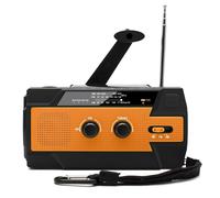 Radio météo d'urgence à manivelle améliorée,chargement solaire portable,AM,FM,NOAA,capteur de mouvement SOS,radios rechargeables,4000mAh - Type Orange