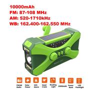 Radio météo d'urgence avec 2 panneaux solaires,AM,FM,NOAA,banque d'alimentation d'urgence,alarme SOS,radios de camping en plein air,12000mAh - Type Green 10000mAh