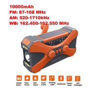 Radio météo d'urgence avec 2 panneaux solaires,AM,FM,NOAA,banque d'alimentation d'urgence,alarme SOS,radios de camping en plein air,12000mAh - Type Orange 10000mAh