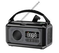 Radio météo d'urgence avec 2 panneaux solaires,lampe de lecture à manivelle,banque d'alimentation,alarme SOS,camping,randonnée,tentes,12000mAh - Type Black