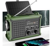 Radio météo d'urgence avec énergie solaire et manivelle - AM/FM/NOAA, lampe de poche LED, lampe de lecture, chargement USB et SOS - équipement de survie pour pannes de courant et tempêtes