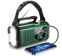 Radio météo d'urgence, Dynamo Solaire de Survie à manivelle de 20 000 mAh / 74 000 mWh avec AM/FM/WB, Chargeur de téléphone Portable, Lampe de Lecture, Lampe de Poche et SOS 4 Types de méthodes Green