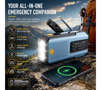 Radio météo d'urgence multifonctionnelle, FM AM WB, manivelle, charge USB solaire, batterie externe 2000mAh, lampe torche LED Style A Green