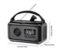 Radio météo d'urgence portable avec 2 panneaux solaires,manivelle,batterie externe,alarme SOS avec lampe de poche,AM,FM,NOAA,12000mAh - Type Black 12000mAh