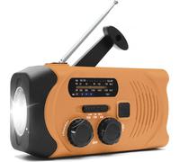 Radio météo solaire à manivelle pour les urgences avec AM/FM, lampe de poche LED, lampe de lecture Orange