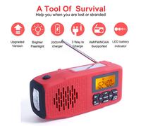 Radio multifonction Portable à énergie solaire, 2000mAh, avec chargeur USB, FM, AM, WB, NOAA, météo, lampe torche d'urgence à LED