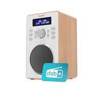 Radio numérique DAB/DAB+ | Armoire en bois massif | Radio FM de cuisine et de chevet avec 20 préréglages, double alarme et fonction snooze | Affichage LED et prise jack 3,5 mm | MAJORITY Barton