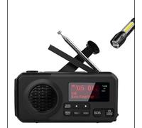 Radio numérique DAB/DAB +/FM avec batterie externe 5000mAh, Radio SOS d'urgence solaire avec lampe de recharge à manivelle et torche pour le camp Black