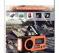 Radio numérique DAB/DAB +/FM avec batterie externe 5000mAh, Radio SOS d'urgence solaire avec lampe de recharge à manivelle et torche pour le camp Orange