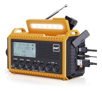 Radio Numérique Dab+/Dab/FM, Radio Solaire Portable avec Manivelle, 5000mAh Batterie Rechargeable, Écran LCD, Port USB, Prise Casque, Lampe de Poche, SOS, Mono/Stéréo pour Camping -Jaune