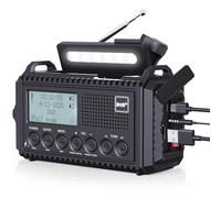 Radio Numérique Dab+/Dab/FM, Radio Solaire Portable avec Manivelle, 5000mAh Batterie Rechargeable, Écran LCD, Port USB, Prise Casque, Lampe de Poche, SOS, Idéal pour l'extérieur et la Maison -Noir