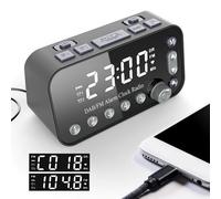 Radio numérique de bureau avec alarme et Port de chargement USB double, affichage LED, Radio DAB FM avec antenne européenne
