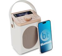 Radio numérique et FM Portable sans Fil Bluetooth avec Son stéréo Double réveil/Finition Effet Cuir Alimentation Secteur (crème)