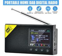 Radio numérique portable DAB DAB+ rechargeable, radio FM de poche, lecteur de musique Bluetooth avec écran LCD de 2,4 pouces, réveil noir