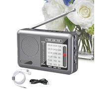 Radio Ondes Courtes - Radio de Bureau avec Casque,Batterie Rechargeable, Récepteur Ondes Courtes Bande Intégrale pour Extérieur, Maison, Voyage et Camping