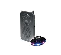 RADIO POCKET M-01-RS - 2 gammes: FM/MW - Tuner analogique - Haut-parleur intégré + Jeu de lumière Soucoupe OVNI LED