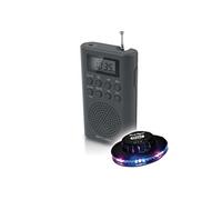 RADIO POCKET M-03-R - Afficheur LCD - Radio PLL FM - Radio-réveil - Haut-parleur intégré + Lumière Soucoupe OVNI LED