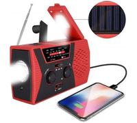 Radio portable à manivelle solaire de secours + lampe de poche à LED + lampe de lecture + 2000mAh, alimentation mobile