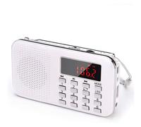 radio portable AM / FM / SD / AUX / USB avec batterie rechargeable de 1200 mAh blanc gris