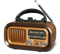 Radio Portable,AM/FM/SW Radio Vintage Bluetooth,Excellente Réception, Poste Radio avec Batterie 1200mAh et Panneau Solaire,Lecteur MP3 USB SD TF, pour Personnes Agees.