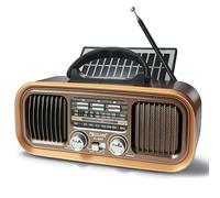 Radio Portable,AM/FM/SW Radio Vintage Bluetooth, Haut-parleurs Doubles,Poste Radio avec Panneau Solaire Plus Grand et Batterie 1200mAh,Lecteur MP3 USB SD TF, pour Personnes Agees.
