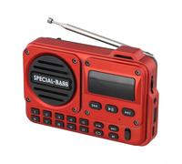 Radio portable avec haut-parleur 5 W, radio FM AM SW rétro transistor de poche rechargeable batterie 1200 mAh pour la maison, le camping, la randonnée (rouge)