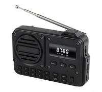 Radio portable avec haut-parleur 5 W, radio FM AM SW rétro transistor de poche rechargeable batterie 1200 mAh pour la maison, le camping, la randonnée (noir)