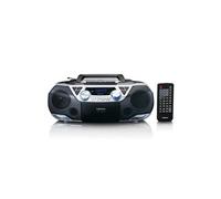 Lenco SCD-720 Lecteur CD, Dab+, Lecteur CD Portable, CD Player, Boombox, Bluetooth 5.0, Lecteur CD/MP3, Lecteur de Cassettes, Radio FM, Port USB, 2 x 6 W RMS et Bass Reflex, télécommande, Argent