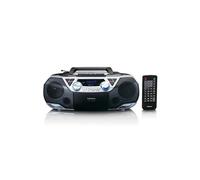 Lenco SCD-720 Boombox Dab+, Bluetooth 5.0, Lecteur CD/MP3, Lecteur de Cassettes, Radio FM, Port USB, 2 x 6 W RMS et Bass Reflex, télécommande, Argent