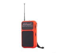 Radio portable de poche, double alimentation FM/AM avec fente pour écouteurs, radio de poche pour voyage, camping, maison (rouge)