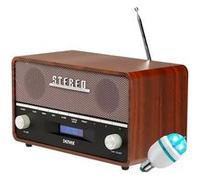 Radio portable Denver DAB-3, 10W RMS - DAB+, FM, minuterie et alarme, Bluetooth, Fonctionne sur 230V ou piles, Ampoule DIAMS LED