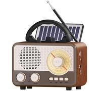 Radio Portable FM/AM/SW Enceinte Bluetooth Vintage Petite Radio à Piles Idee Cadeau Anniversaire Femme,Homme,Amie,Collegue Rétro Solaire avec Support pour Téléphone Decoration Chambre,Bureau