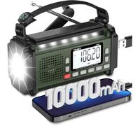 Radio Portable,J-924 Solaire Dynamo 10000Mah,Radio Survie Avec Piles Et Manivelle,Panneau Solaire,Réveil,Chargeur Usb-C,Lampe De Po