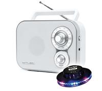 RADIO PORTABLE M-051-RW - Coloris blanc - Antenne FM pivotante - Vol. Marche/Arrêt rotatif - Poignée de transport, OVNI LED